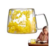 Clear Mug with - 200ml Flower Coffee Cup Spring Coffee Cups | Coffee Cups with Double Wall Insulation, Creative Coffee Cups with Handle for Tea, Latte, Coffee, Juices