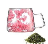 Clear Mug with Flowers - 200ml Flower Coffee Mug Cup, Spring Coffee Mugs with Handle | Dry Flower Mug, Creative Double Wall Insulated Flower Mug for Coffee, Tea, Juices, and Beverages