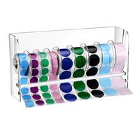Clear Multiple Compartment Sticker Holder Adjustable Label Dispenser for Artists Students and Teachers Acrylic Sticker Dispenser