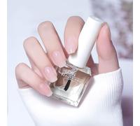 Clear Nail Polish - 2-in-1 Quick Dry Top Coat & Base Coat - Long Lasting Water Based Transparent Nail Varnish - Glossy Finish Nail Protection No Chip Breathable Nail Polish for Women Girls