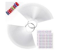 Clear Nail Swatches Fan-shaped 100 PCS Nail Swatch Sticks Nail Colour Display Tips, Transparent Art Tips Color Sticks with Metal Ring for Nail Salon and Beginners (With 200 stickers)