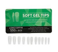 Clear Nail Tips, 550 Pcs Nail Tips Ultra Thin Seamless Semi Frosted Press On Clear Nail Tips Gel Nail Tips Coffin Nails Tips DIY Nail Art for Nails Extension (Long)