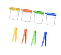 Clear Nature Viewer Set with 4 Observation Cups, Lens Lids and Tweezers for Family Learning, Outdoor Discovery and Table Review Time Nature Viewer Observation Cups Clear Lens Lid Outdoor Study Study