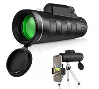 Clear Night Vision with Adjustable Tripod for Mobile Phone Bird Watching Hunting Hiking Camping Travelling, Monocular 40x60 BAK4 High Power Waterproof Low Light,Monocular Telescope - Double the