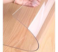 Clear Non-Slip PVC Desk Protector Pad, 3mm Thick, Waterproof & Heat Resistant Table Cover, Round Edge for Computer Desk, 90x90cm, Perfect for Home & Office Use