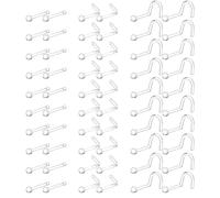 Clear Nose Stud Piercing Retainer Plastic Body Jewelry Lip Helix Septum Eyebrow Belly Cartilage Bioflex Industrial Bar L-Shape Invisible Flat Back Earring for Women Men Sport Surgery Work 60pcs 18G