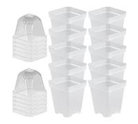 Clear Nursery Plant Pot Plastic Clear Flower Pot Seed with Humidity Dome for Garden Supply 10PCS, Flower Pots