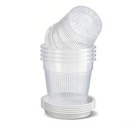 Clear Orchid Pots with Matching Saucers, 6 Pack Transparent PP Plastic Flower Planters with Enhanced Airflow and Drainage for Roots, Suitable for(16CM)