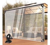 Clear Outdoor Curtains 0.35mm Thick Waterproof Tarp Curtains with Grommets for Pergola Patio Porch Customizable Size