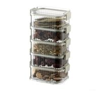 Clear Overlapping Sealed Jar Storage Unit Featuring Four Tiers For Efficient Spice Rack Arrangement And Modern Kitchen Decor Enhancement Using Abs(C)