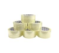 Clear Packing Tape 48mm x 66m - High-Strength, Long-Lasting Adhesive (Pack of 6) for Moving & Parcel Boxes