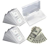 Clear Paper Money Holder - 100x Transparent Bill Money Holders | Dollar Bill Sleeves Clear | Currency Collection Sleeves Protector Bag for Scratch-Resistant Display Paper Currency Collector