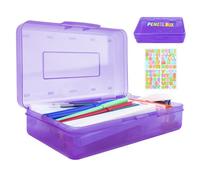 Clear Pencil Case,Cute Pencil Case,Plastic Pencil Case,Transparent Pencil Case See Through,Boys Pencil Case,Pencil Box,Purple Pencil Case,Large Personalised Pencil Case Plastic School With Sticker