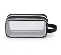 Clear Pencil Case for Exams, Large Capacity Compartment Pen Case, Large Pencil Cases with Dual Pockets, Big Pen Pouch Bag Stationery Storage Organizer for School College Home Office Travel (Black)