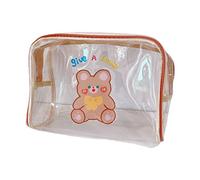 Clear Pencil for Case Fruit Cosmetic Bag PVC Makeup Travel Wash with Rabbir and Bear Pattern for Women and Girls