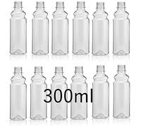 Clear PET Plastic Bottles with White Screw Caps Drinks Bottles Home Brew Beer 300ML (20)