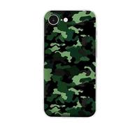 Clear Phone Case for iPhone 16 E, Green Camouflage Printed Shockproof TPU Phone Cases Cover with Wireless Charging, Scratch-Resistant, Anti-Yellowing