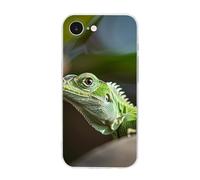 Clear Phone Case for iPhone 16 E, Green Lizard Printed Shockproof TPU Phone Cases Cover with Wireless Charging, Scratch-Resistant, Anti-Yellowing