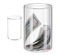Clear Piggy Bank, Clear Acrylic Money Saving Box, Transparent Unopenable Money Box Must Break To Open, Round Moneys Savings Jar, For Saving Cash Or Coin(9 * 9 * 15cm)