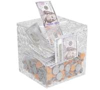 Clear Piggy Bank For Adults Acrylic Piggy Bank Square Money Box Break To Open Piggy Bank Money Saving Box Smash Money Box Transparent Acrylic Piggy Bank 12 X 12 X 12cm