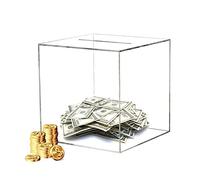 Clear Piggy Bank for Adults kids, Break to Open Square Money Box with 12 DIY Stickers Unopenable Piggy Bank Acrylic Cash Transparent Coins Saving Pot for Change Storage (12 * 12 * 12CM)