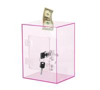 Clear Piggy Bank for Adults Kids with Key, Openable Large Acrylic Piggy Bank Money Saving Box, Reusable Coin Bank Change Jar for Real Money, for All Ages(Pink)