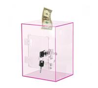 Clear Piggy Bank for Adults with Key, Openable Large Acrylic Piggy Bank Money Saving Box, Reusable Coin Bank Change Jar for Real Money, for All Ages(Pink)