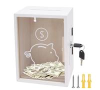 Clear Piggy Bank with Lock Money Saving Jar for Cash Saving Openable Money Change Bank Container for Adults Kids Boys Girls(white)