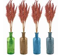 (Clear, Pink) 33cm Recycled Glass Vase + Wild Pampas Reed Stems