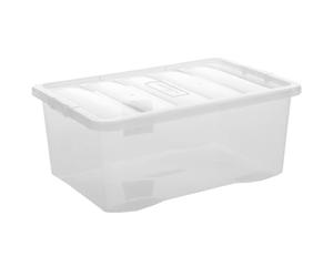 Clear Plastic 4l/7L/11L/14L/25L/32L/37L/45L/60L/80L WHAM Crystal Storage Box with Lid Multi Us Home Office & Workplace Stackable Strong Boxes (Plastic, 45L)