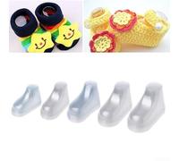 Clear plastic baby booties display stands pack of 10, made with PVC, for retail display of socks and baby shoes (100pcs 10.5cm)