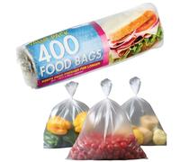 Clear Plastic Bags 400 x Food Bag | Freezer bag on Roll Multi Use Sandwich Bags | Fruit veg Sandwich Freezer Groceries Nuts Storage Plastic Reusable