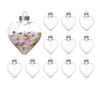Clear Plastic Baubles Fillable Heart Shape Baubles Hanging Ball Ornaments Christmas Tree Decor for Party Supplies 12pcs 9x11 cm