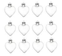 Clear Plastic Baubles Fillable Plastic Hollow Ball Heart Shape Ornaments Christmas Tree Decorations 12pcs