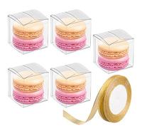 Clear Plastic Boxes 60 Pcs 2 x 2 x 2 Inch for Wedding Party Baby Shower Favors, Transparent Packing Box for MiniGifts Macaron Cupcake Candy Cookies, Single Individual Packaging for Display