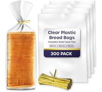 Clear Plastic Bread Bag - Pack of 300 Bread Bags for Homemade Loaf, Baking Buns, Baguette - 45cm x 20cm x 10cm Bread Bags for Daily Use - Bread Storage Bags