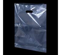 Clear Plastic Carrier Reusable Bags - 38cm x 46cm + 7cm - (1 BOX - 50 BAGS)