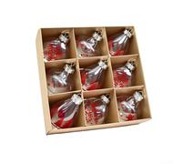 Clear Plastic Christmas Ball Ornaments Set of 9 for Hanging on Tree and Various Home Decorations Designed for Breakage Resistance (Red)