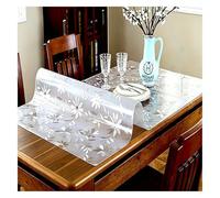 Clear Plastic Dining Table Protector PVC,Soft Glass Protector Pad,Tablecloth Cover Desk Top Pad Mat for Desktop Coffee Dining Room Table,Style B 1.5mm,90 * 160cm