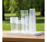 Clear Plastic Disposable Cups, 100-Pack, Half Pint Size, BPA-Free PP, Multi-Purpose Drinking Glasses for Beer, Cocktails, Cold Beverages