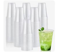 Clear Plastic Disposable Cups with Lids, 100 Pieces, PP Material for Parties, Weddings, Bars (100)
