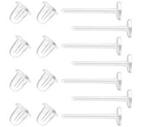 Clear Plastic Earring Set - 200pcs Hypoallergenic Studs + 200pcs Earring Backs - 18G Retainers for Sports, Surgery, Work & Sleeping - Comes in a Transparent 2-Compartment Storage Box, S, Polyvinyl