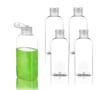 Clear Plastic Empty Squeeze Bottles 5 Pack 3.4oz/100ml with Flip Cap TSA Travel Bottle for Shampoo, Conditioner & Lotion (5 Counts)
