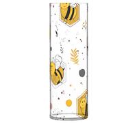 Clear Plastic Flower Vase Cute Cartoon Pattern Bees Ptint Cylinder Vase Modern Decoration Vases Easy to Clean for Homes Offices Kitchens