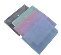 Clear Plastic Folders， 20 pcs Plastic Envelope Transparent Folder with Buttons for Documents Multicolor 33x24cm(Random 1)