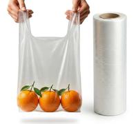 Clear Plastic Food Bags On a Roll - 500 Pack, 9 x 14 x 18" Vest, Fruit Vegetable Nuts Sandwich Storage, Freezer Bag, Disposable Reusable