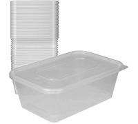 Clear Plastic Food Containers Storage Box Microwave & Freezer Safe Meal Prep Lunch Box Food Tubs Takeaway Airtight Lids Restaurant (750 ML, 100) (Rectangular)
