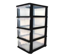 Clear Plastic Four Drawer Storage Box Unit