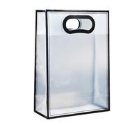 Clear Plastic Gift Bags 10pcs Transparent Gift Bags Handbag PVC Birthday Wedding Party Portable Small Business Packaging Bag(Black,S)