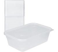 Clear Plastic Microwave Containers with Lids Meal Prep Takeaway Container with lids Food Tubs Ideal for Takeaways & Restaurants BPA Free Freezer Safe & Dishwasher Safe (500ML, Rectangular, 25)